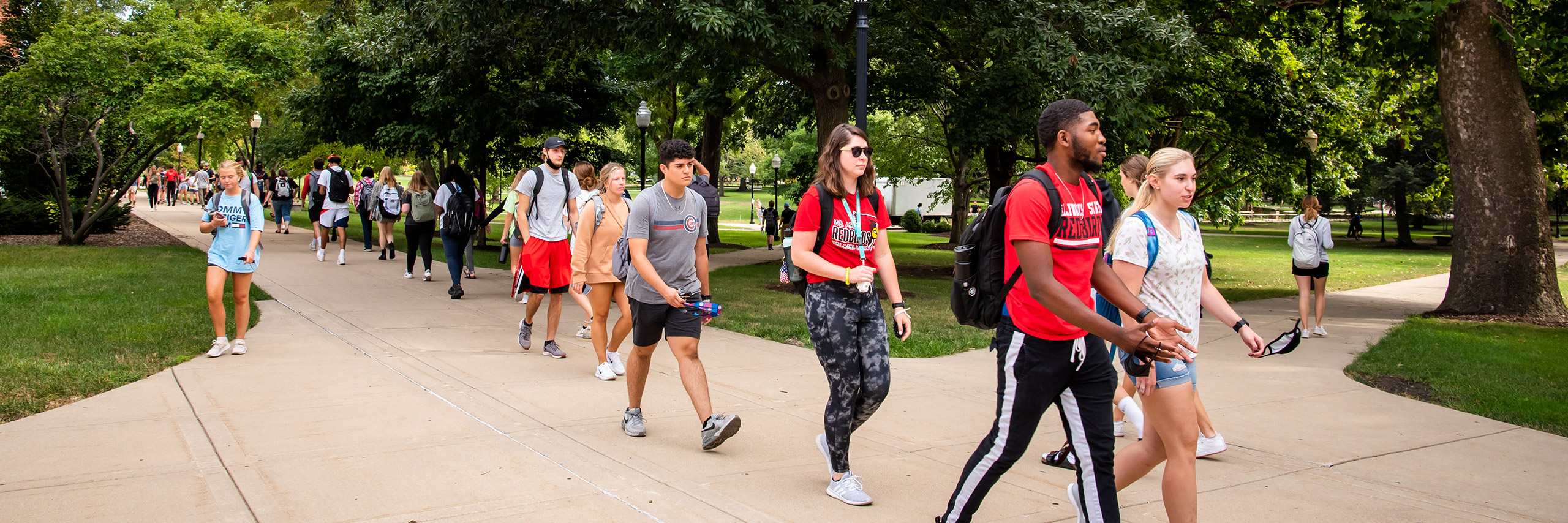 Students walking on quad